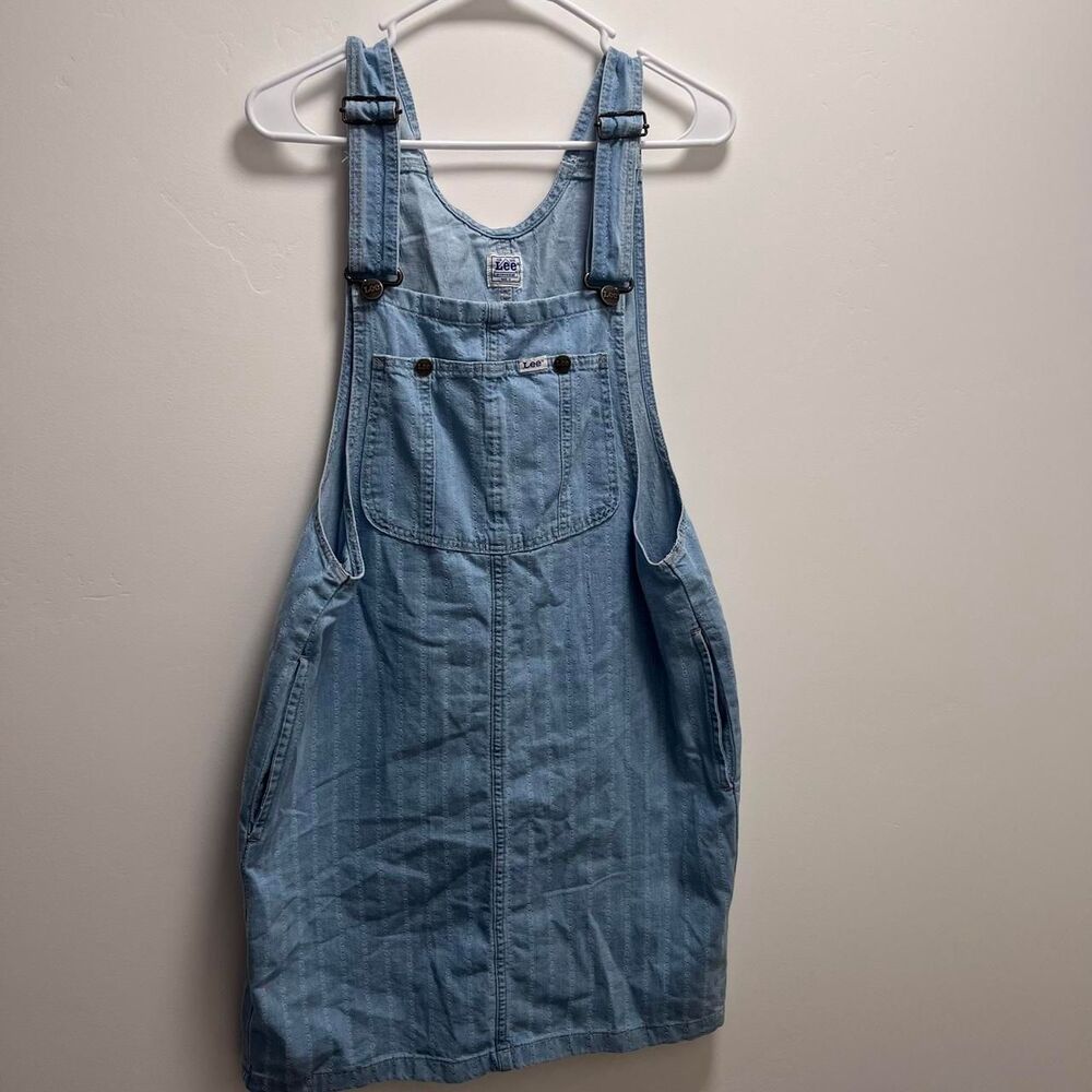 Lee Women's Small Light Wash Textured Striped Denim Overall Dress Pinafore